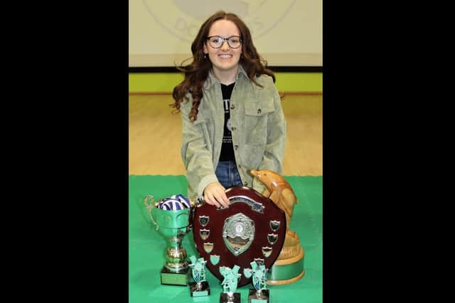 Evie with her three awards.