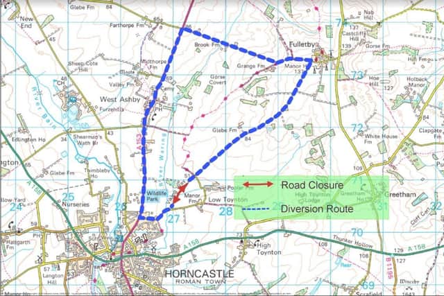 The road closure and diversion route.