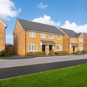 A street scene at Bellway’s Bourne Springs development, where buyers can get a deposit boost