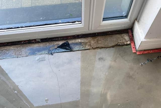 Floodwater in the Hart's hall.