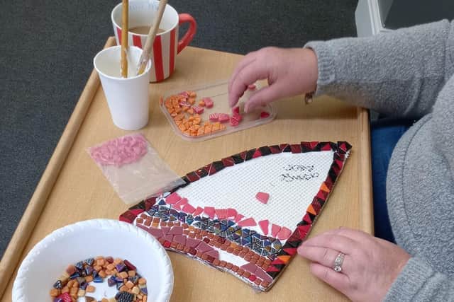 The Mosaic making session with Jane Jay takes place tomorrow (Tuesday).