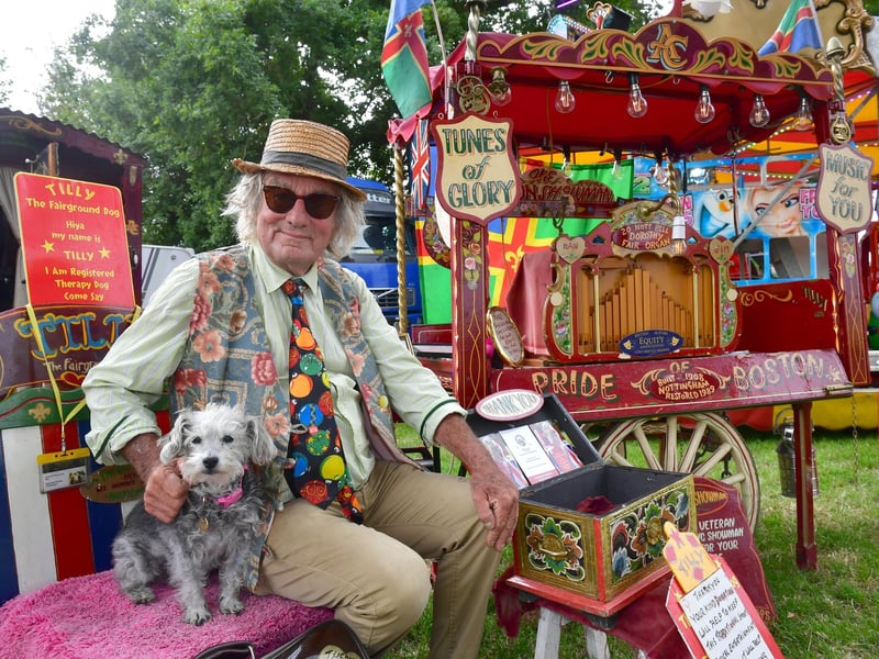 Alfie Cooke, The Boston Showman, with Tilly the Fairgroud Dog