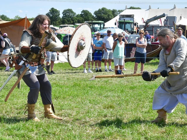Viking combat demonstration in the Living History Camp at the show.
