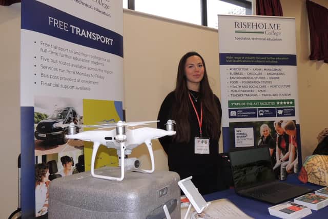Megan Firmstone of Riseholme College with some hi-tech equipment on show.