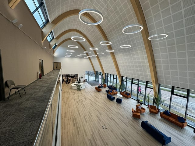 The building was designed by Market Harborough's YMD Boon and constructed by regional firm R G Carter.