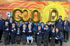 Pupils at St Nic CofE Primary Academy with celebration cupcakes following the school's 'good' Ofsted rating.