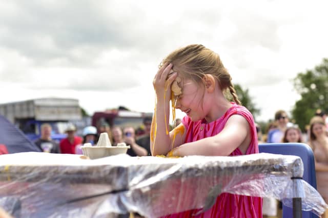 Young contestant Posie Whittingham, aged five, cracks under pressure in the Russian Egg Roulette. Photo: Holly Parkinson