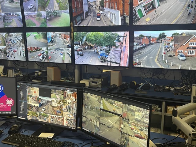 Views of the new CCTV coverage of Sleaford from the camera suite in Boston.