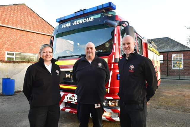 Pictured at Horncastle fire station, watch managers Julia Whitfield, Phil Siddell and Kyle Campbell.