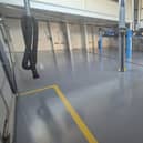 The new flooring within Grantham College's Automotive Department