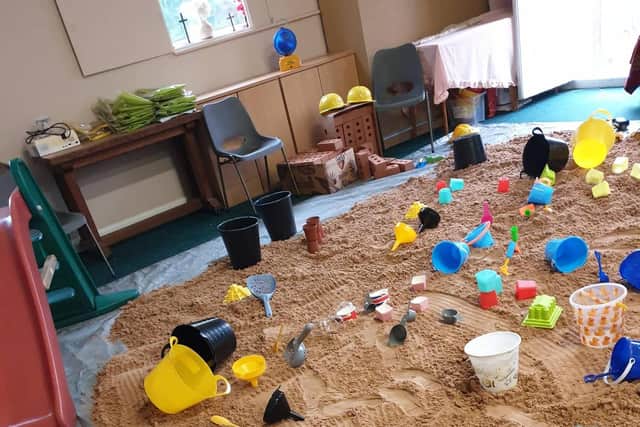 Sand play for toddlers at Spilsby Christian Fellowship.