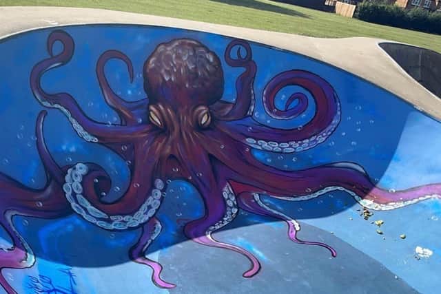 An example of street art created at a skate park in South Holland.