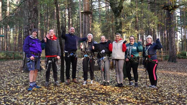 Ryan (left) during a Go Ape training session with care home staff.