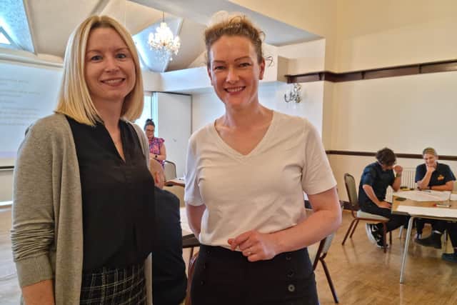 Clair Draper and Charlotte Goy at the workshop at the North Shore Hotel in Skegness.