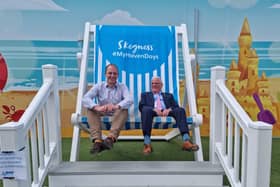 MP Matt Warman finding time to relax with Coun Tony Tye at the opening of the new Haven holiday park in Skegness.