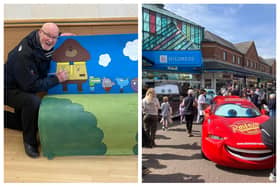 Hildreds shopping centre manager Steve Andrews (left) preparing for World Book Day.and right, the centre on a busy event day during summer.
