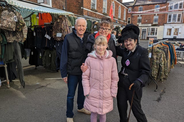 Charlie saying  hello to shoppers in Louth Market Place.