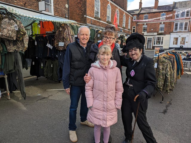 Charlie saying hello to shoppers in Louth Market Place.