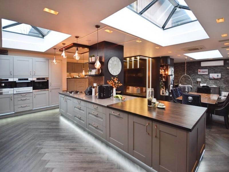 The kitchen area.
