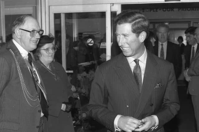 The Prince in 1992 with Mayor of Boston Coun Ernier Napier and Mayoress Pauline Napier.