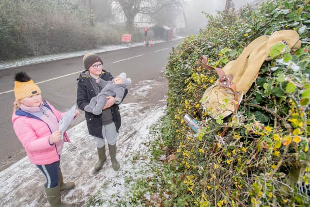 Henry Green 12, Elton Rawdon 9 weeks and Francesca Green on the elf hunt.
