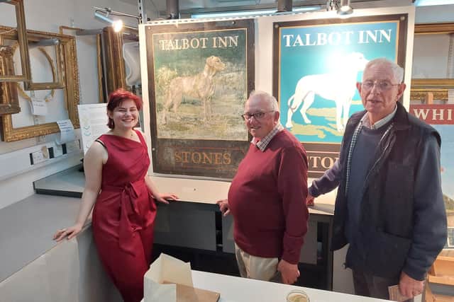 Conserver Nellie-Mae Morgan with Alan Dennis and Jon Sass from Caistor Local History Society at the exhibition. Image: Dianne Tuckett