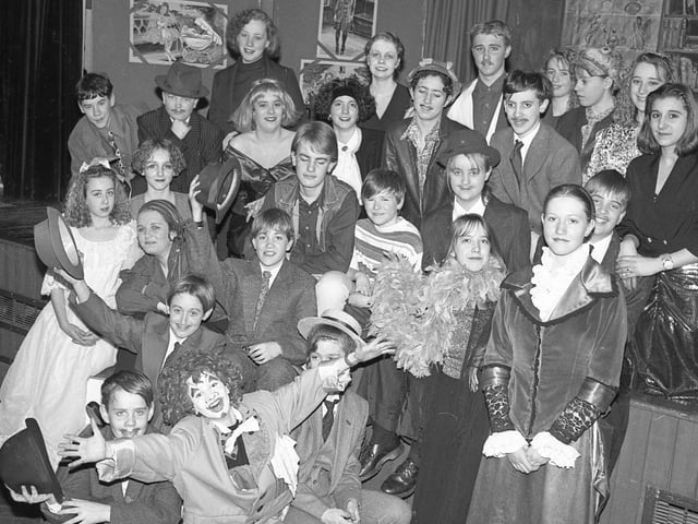 The stars of William Lovell School's production of Snapshots. The show involved a cast of more than 30. About 30 other pupils and staff members were also involved backstage. The show was written and directed by the Stickney school's head of English Maureen Broadhead. The action took place in the 1970s, with flashbacks to the 30s and the Edwardian era.