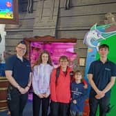 Chloe Lansgdale, who is part of the Zoo Crew at Skegness Aquarium, with volunteers Laura, Debra, Amy and Cameron.
