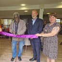 Resident Les Allan cuts the ribbon to celebrate the 10th anniversary of Barratt Court in Skegness. Also pictured are Louise Wild, Platform Neighbourhood Officer, Coun Trevor Burnham and Samantha Smith, Platform Community Engagement Officer.