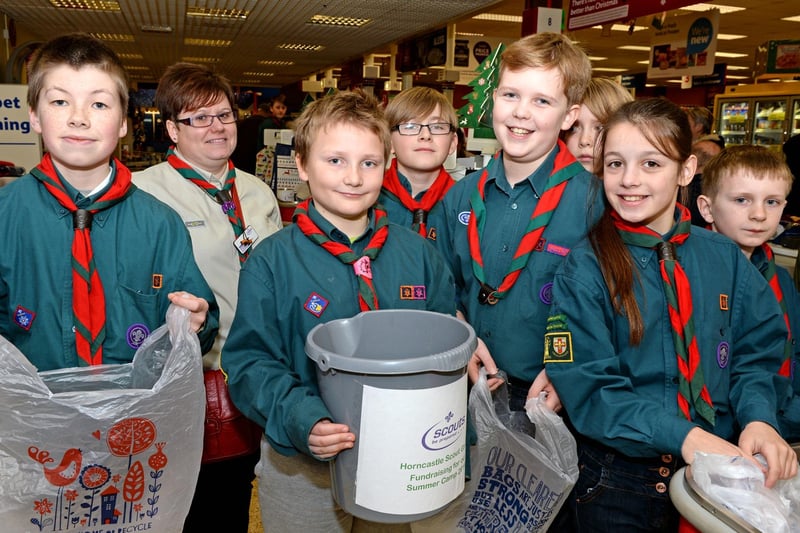 Horncastle Scouts raised £520 towards their summer camp in 2014 with a bag-pack at the town's Tesco store.