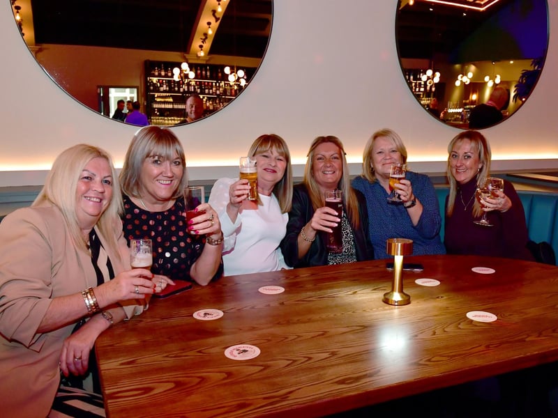 Cheers! Pictured (from left) Carol Calladine, Tracey White, Carla Perry, Sharon Higgins, Julie Turner and Danielle Oldale.