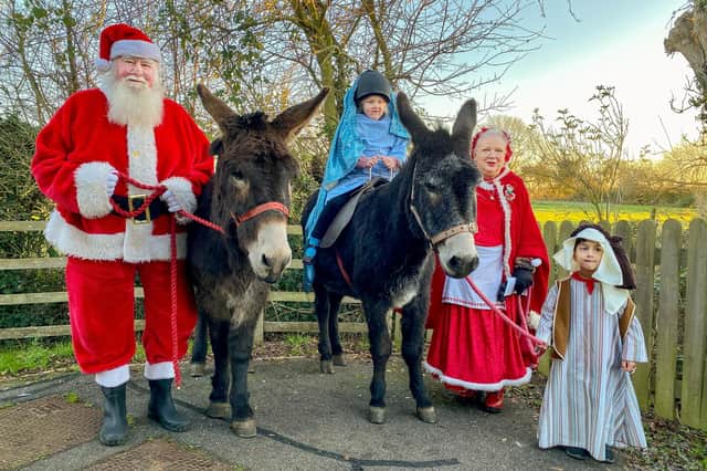 Mary & Joseph with Santa and Mrs Claus at East Wold C of E Primary School, Legbourne.
