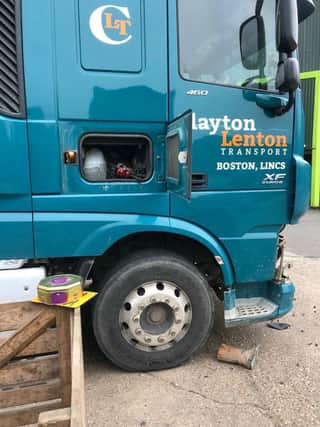 Clayton-Lenton’s East Kirkby site was targeted by offenders who stripped panels from four of their lorries.