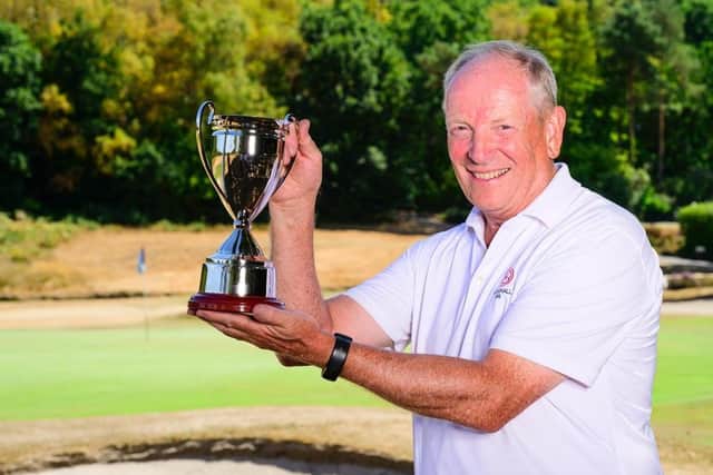 Richard Latham with his English Super Senior Men’s Amateur trophy. Pic by Leaderboard Photography/England Golf.