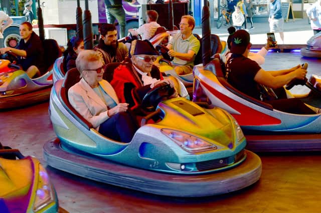 Boston Mayor, Coun Frank Pickett, tests out the dodgems.