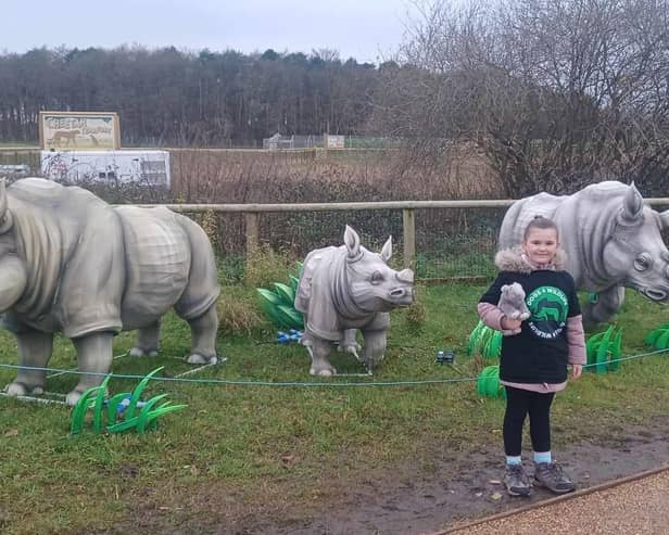 Paige Bavin on her seventh day of her sponsored walk at Yorkshire Wildlife Park.