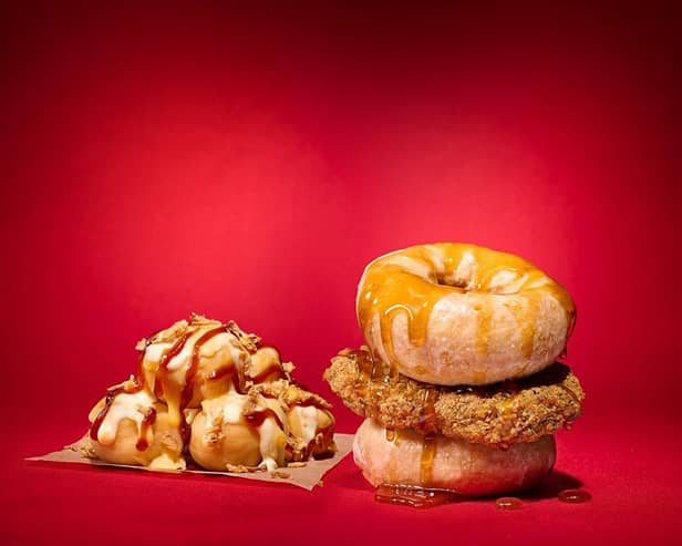 Tim Hortons’ Chicken Donut Sandwich and Cheesy Loaded Timbits®.
