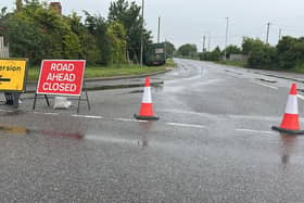 The B1192 Leagate Road at Coningsby is still closed to traffic after the air crash this afternoon. Photo: RA