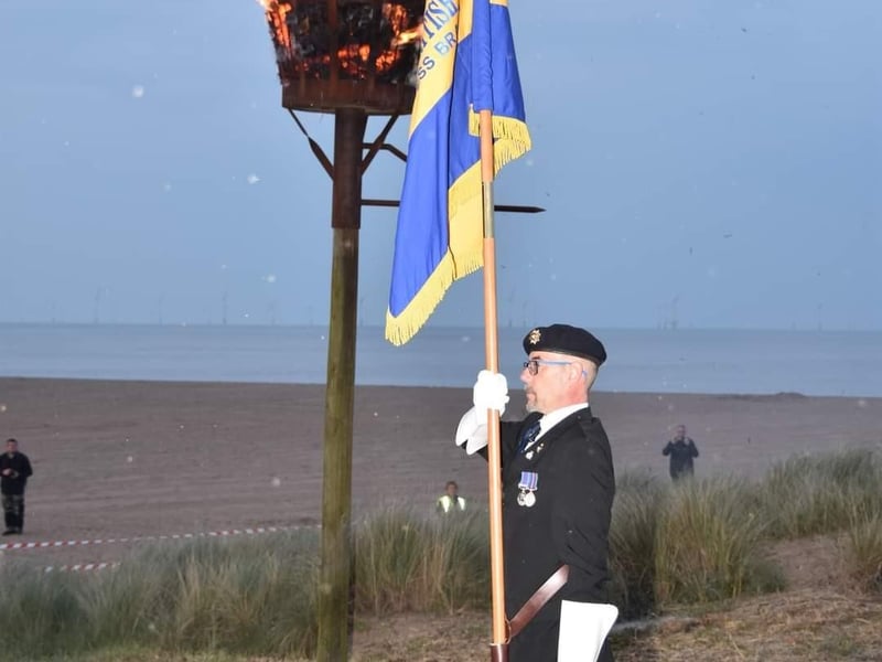 Kevin Woolley, Standard Bearer for the Skegness branch of the Royal Britrish Legion, at the beacon lighting.