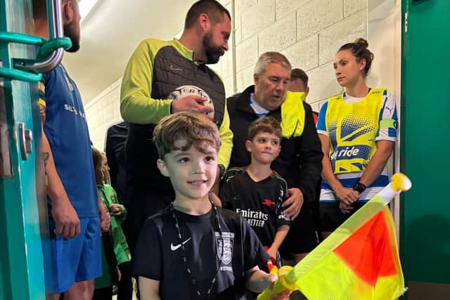 Rocky Tinsley ready to help referee the charity football match.