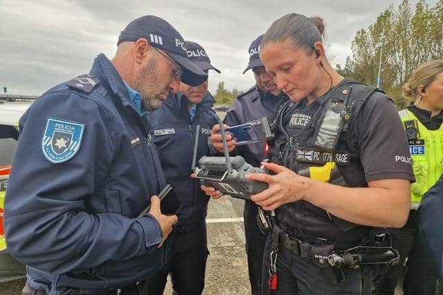 The Portugese officers were particularly interested in the use of drones to catch criminals in Lincolnshire. Photo: Chrissie Redford