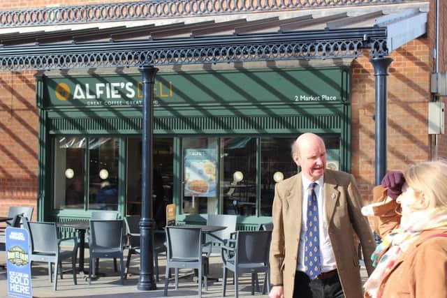 The High Sheriff of Lincolnshire, Philip Dymoke, during his visit to Gainsborough