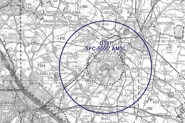 Drone operators found flying their devices in this Temporary Danger Area (TDA) during published training times could face criminal charges.