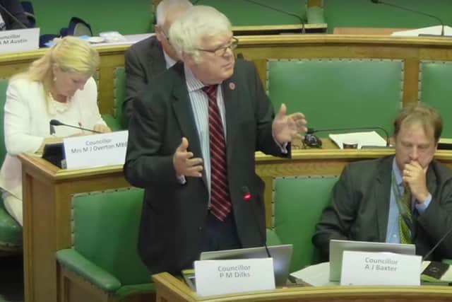 Coun Phil Dilks, speaking at the county council.