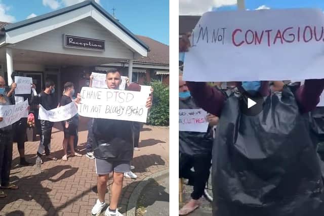 Some more images from the staged protest outside Supreme Inns.