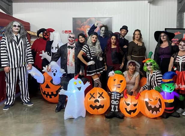 Some of those who supported Staples Vegetables Halloween fundraiser for the Air Ambulance.