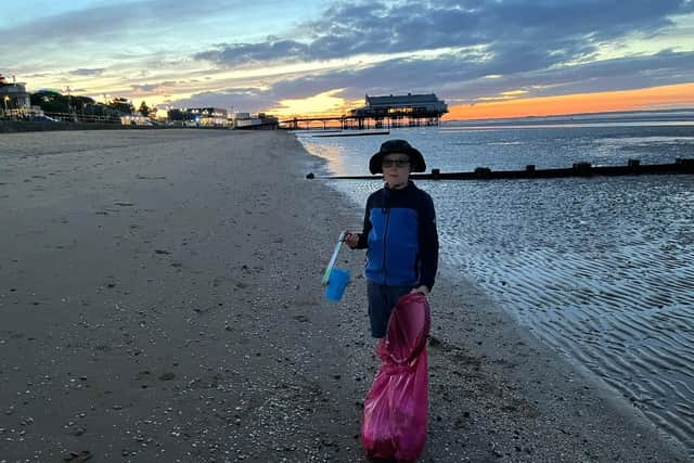 Sunset on Cleethorpes beach.