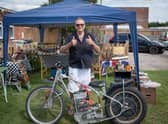 'Blind bloke Nigel' with his electric Speedway bike.