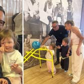 Skegness taxi firm owner Mark Johnson pictured with the family on the fun day out he arranged for them.