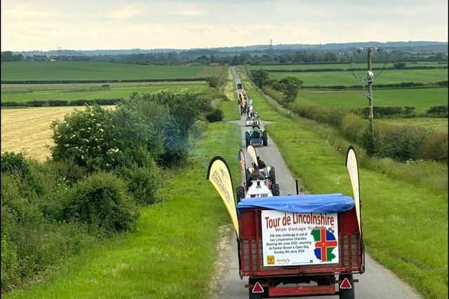 The Tour de Lincolnshire with Vintage Tractors on a roll in the Wolds.